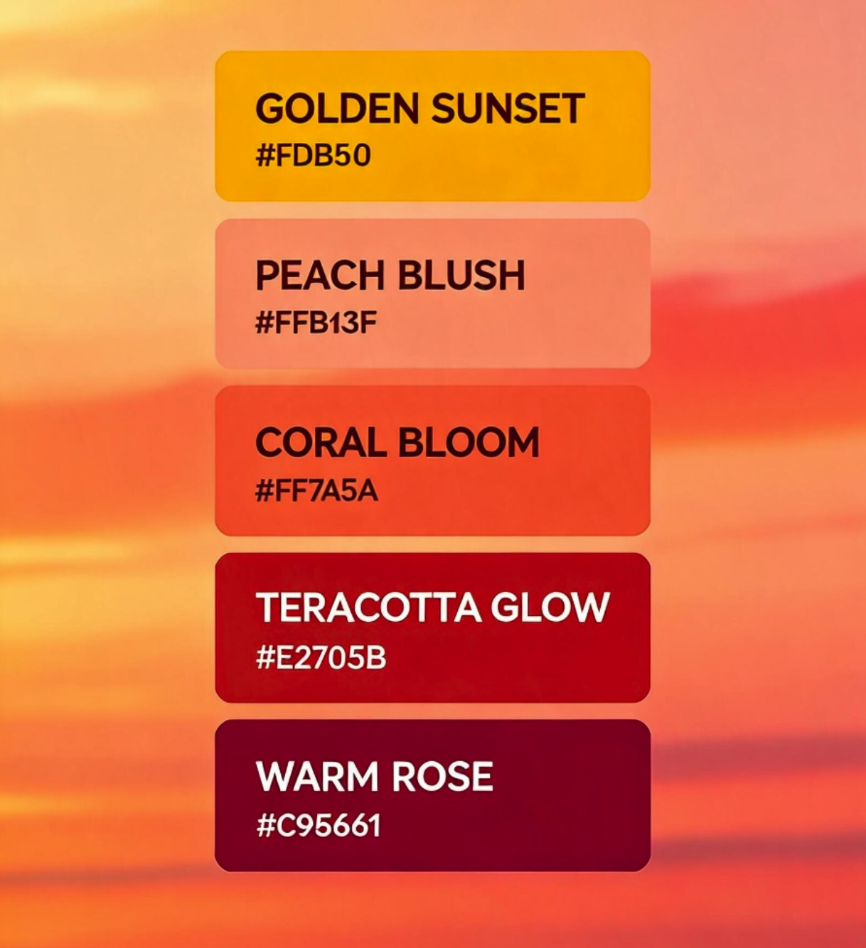 Suggested guest colours: blush pink, sage green, lavender, peach, coral, and buttery yellow